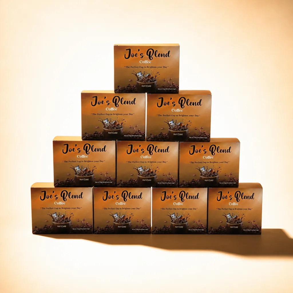 Ten boxes of Joe's Blend Coffee