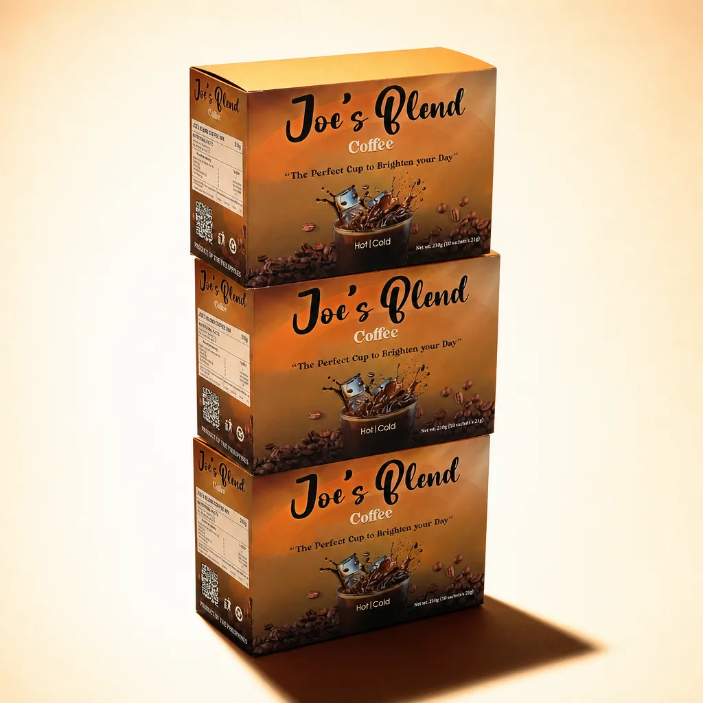 Three boxes of Joe's Blend Coffee