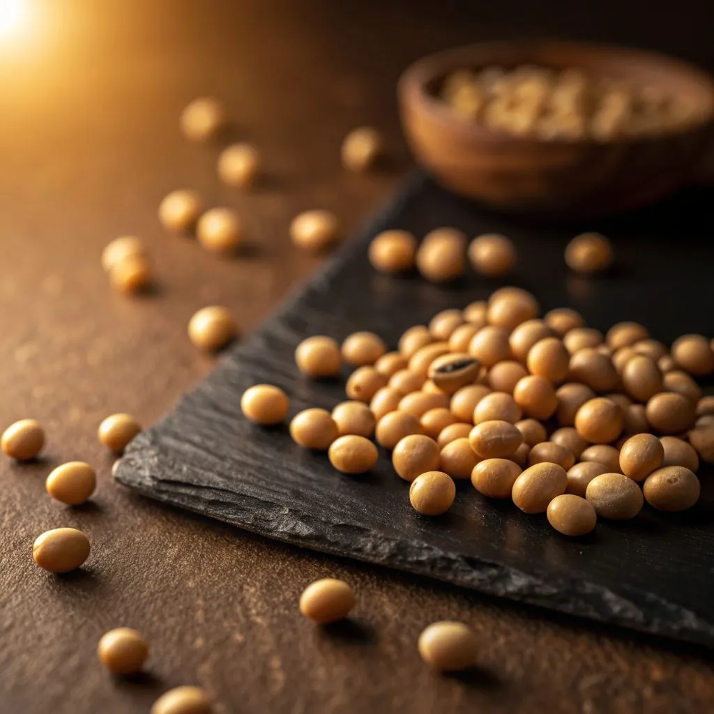 Soybeans in a wooden bowl